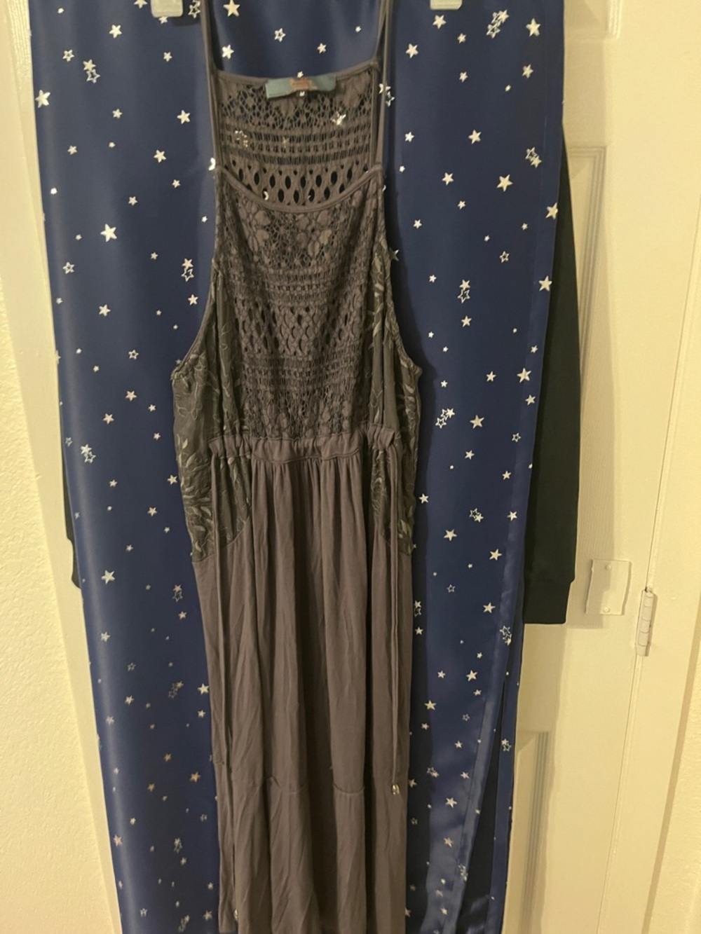 Madeline Dark Gray Crochet Lace Tank Dress